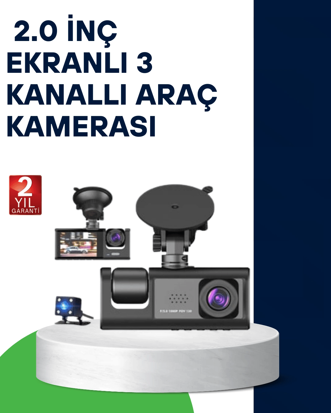 Üç Kameralı Araç Kamerası Full HD Gece Görüş  G-Sensör