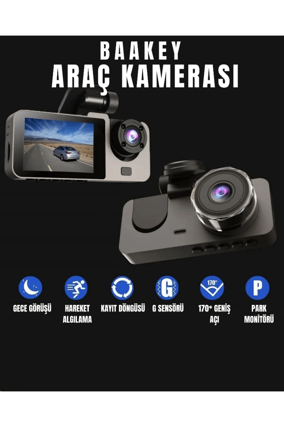 Üç Kameralı Wi‑Fi Araç İçi Kamera – GPS Takip & G-Sensor Özellikli Güvenlik Çözümü