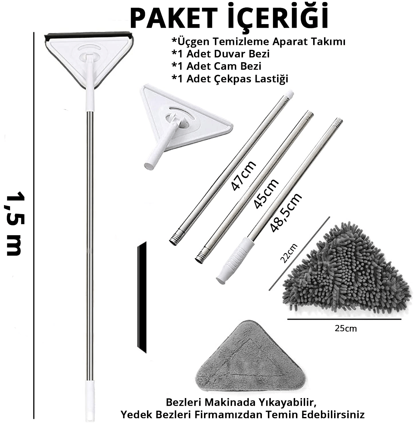 Üçgen Mop Cam Duvar Tavan Fayans Parke Temizleyici Mop Bx40