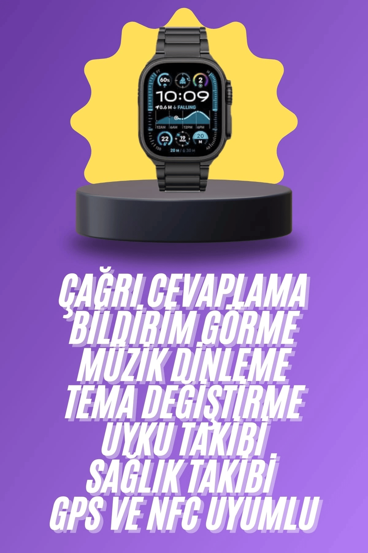 Ultra 3 Kordonlu Amoled Ekran Akıllı Saat Çok Fonksiyonlu Uyku ve Sağlık Takibi
