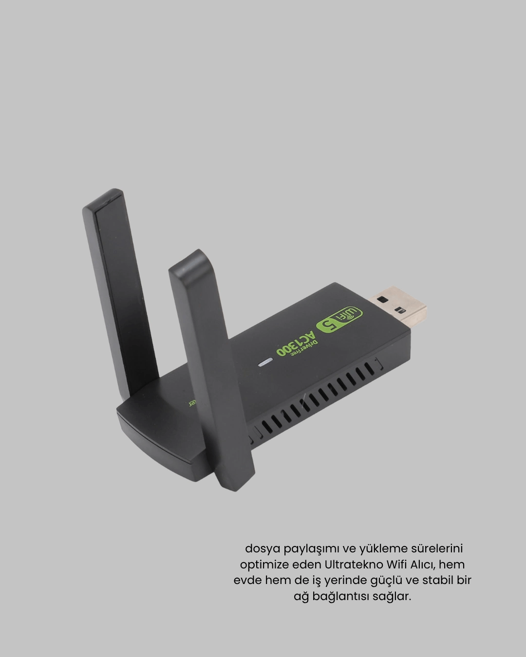 Ultratekno Dual Band WiFi Adaptör – 1200 Mbps, USB 3.0, Çift Antenli, Geniş Kapsama Alanı ve Yüksek Hız