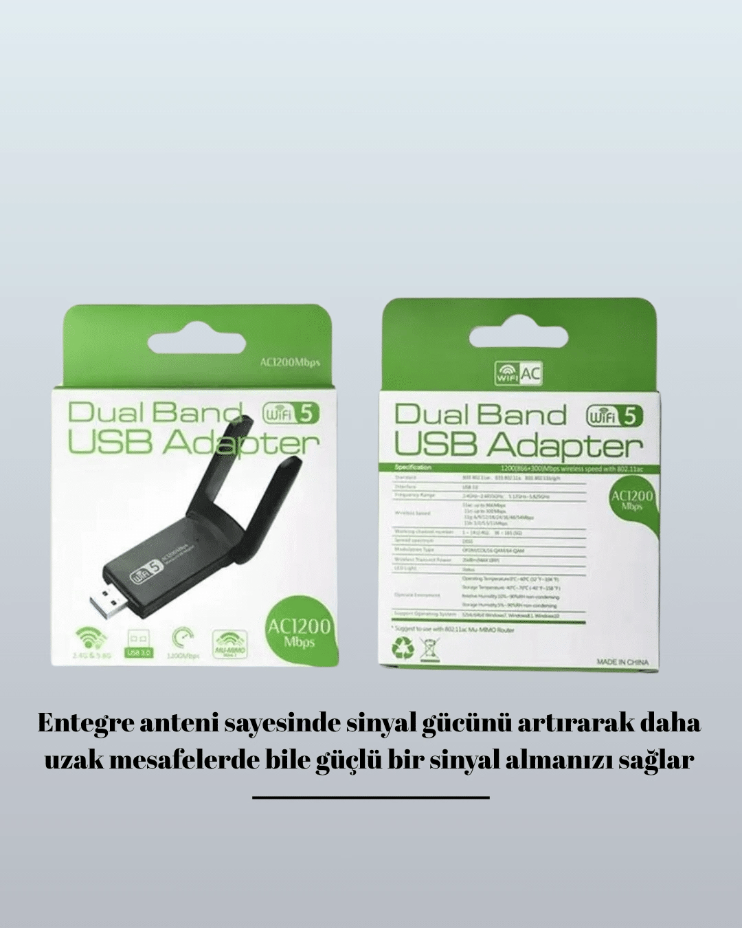 USB 3.0 Wireless Adaptör – 2.4GHz & 5GHz Destekli
