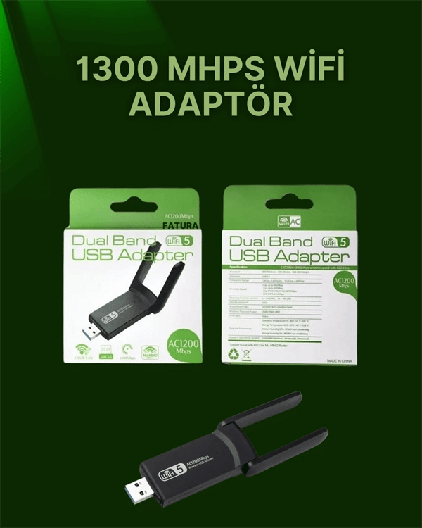 USB 3.0 Wireless Adaptör – 2.4GHz & 5GHz Destekli