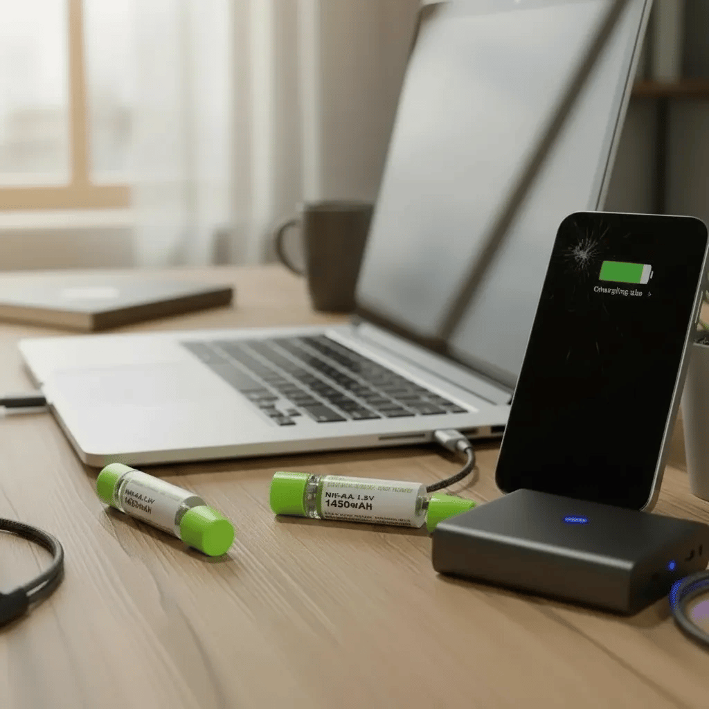 Usb ile Şarj Olabilen 2 li 1450 mah Lityum Kalın Şarjlı Kalem Pil