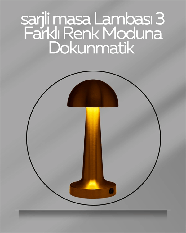 USB Şarjlı Dokunmatik LED Masa Lambası – 3 Renk Modu & Dimmer