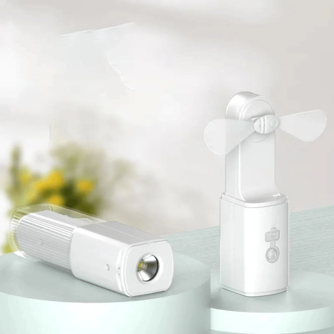 USB Şarjlı Fenerli Mini El Fanı 1200 mAh Taşınabilir Çanta Kamp ve Ofis Vantilatörü