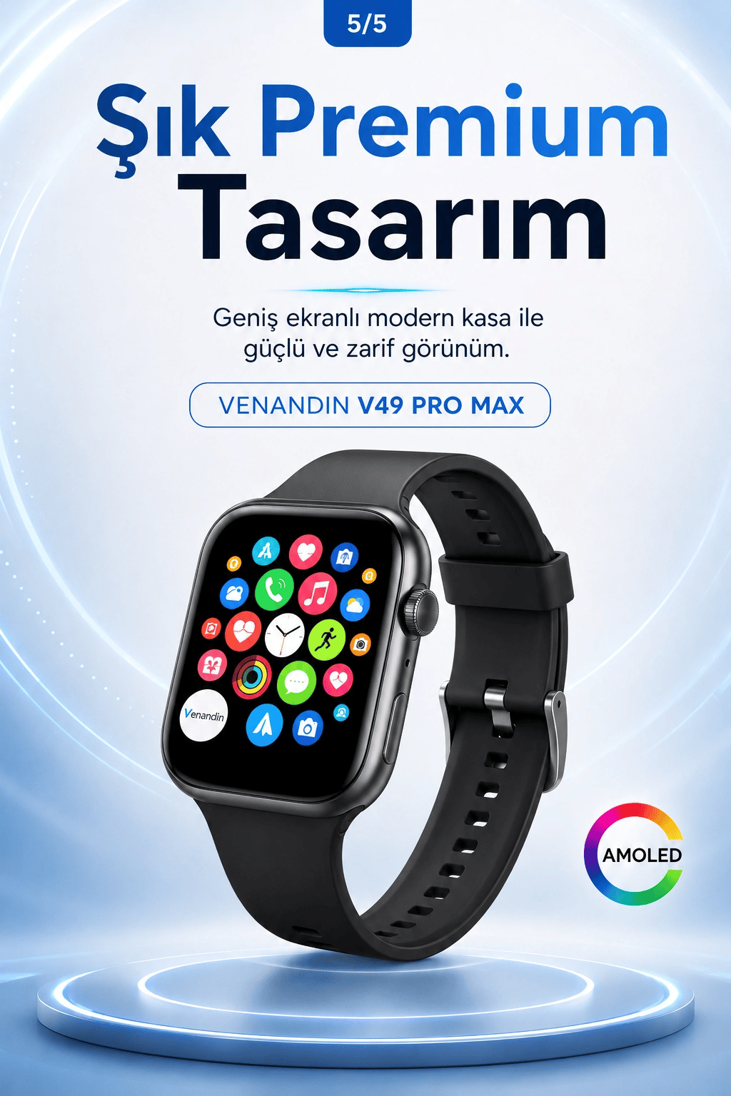 Uygulama Bildirimli Dokunmatik Akıllı Saat Kablosuz Şarjlı Şık Tasarımlı Model