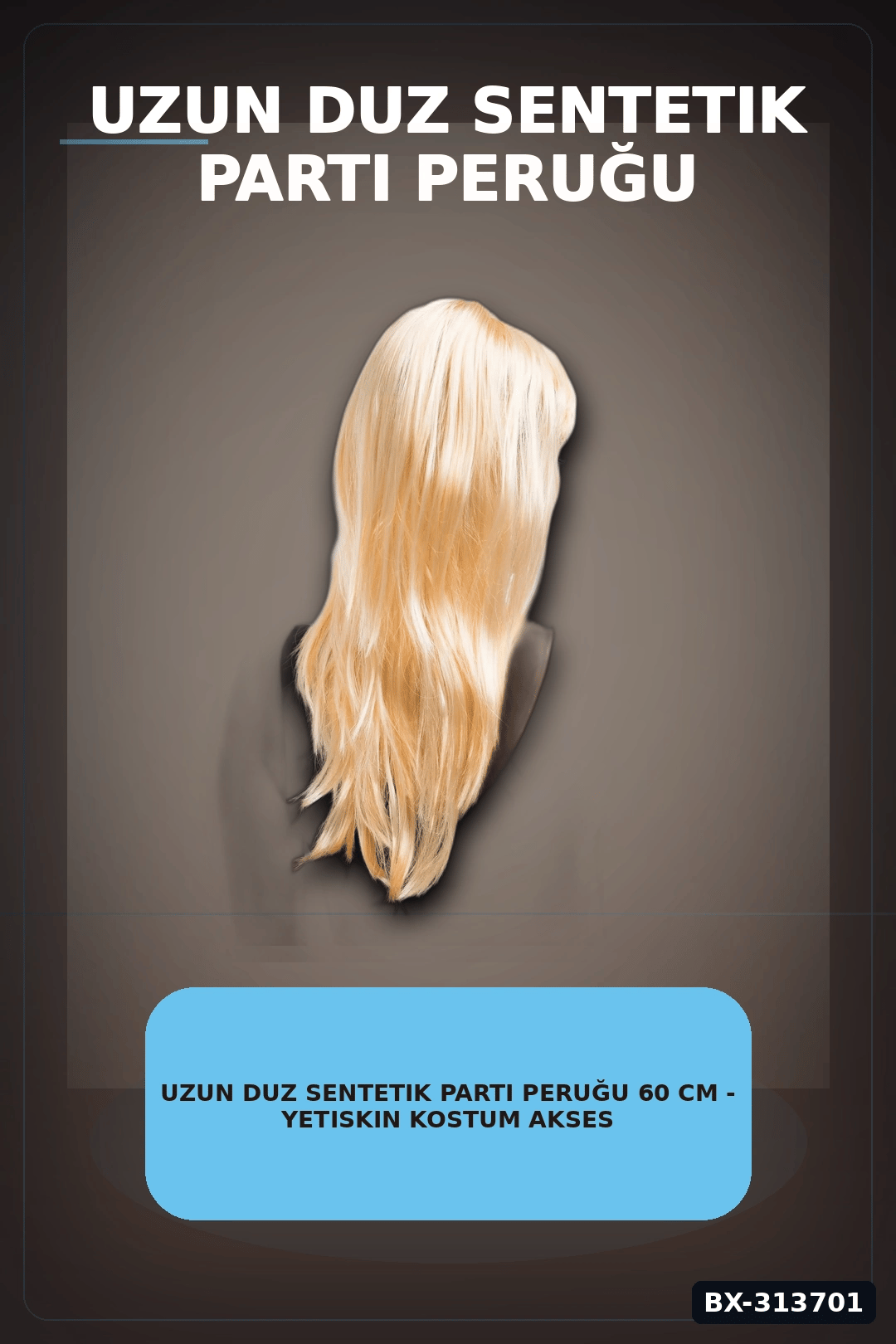 Uzun Duz Sentetik Parti Peruğu 60 cm - Yetiskin Kostum Aksesuari Tekli BX-313701
