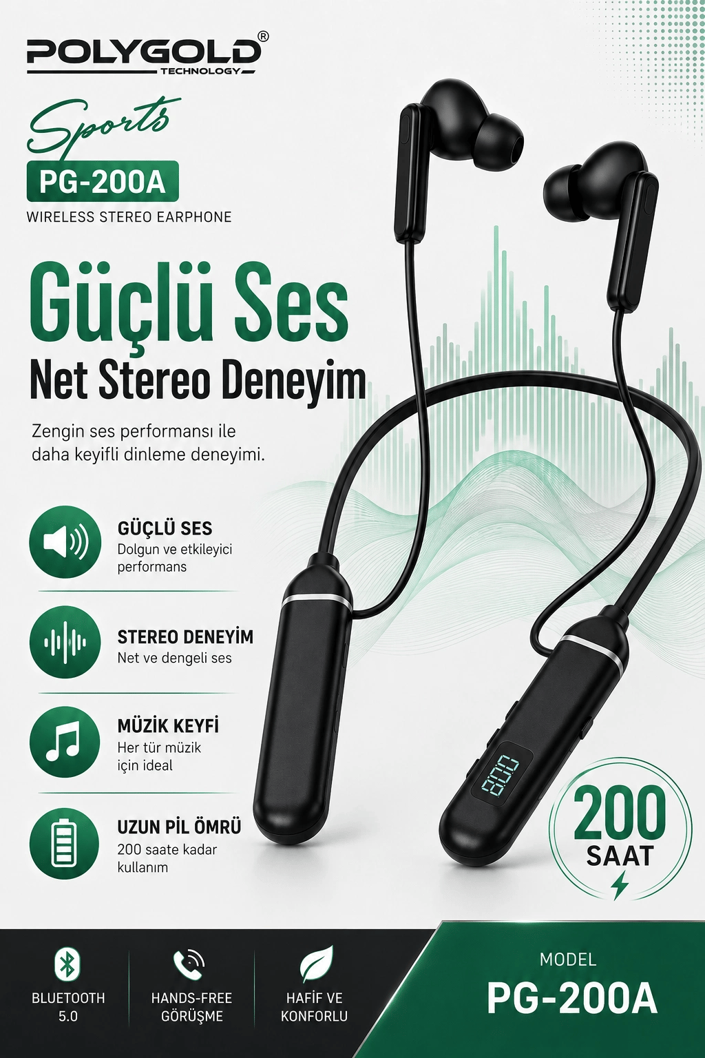 Uzun Süre Kullanımlı Kablosuz Kulak İçi Spor Kulaklık Stereo Ses Mikrofonlu