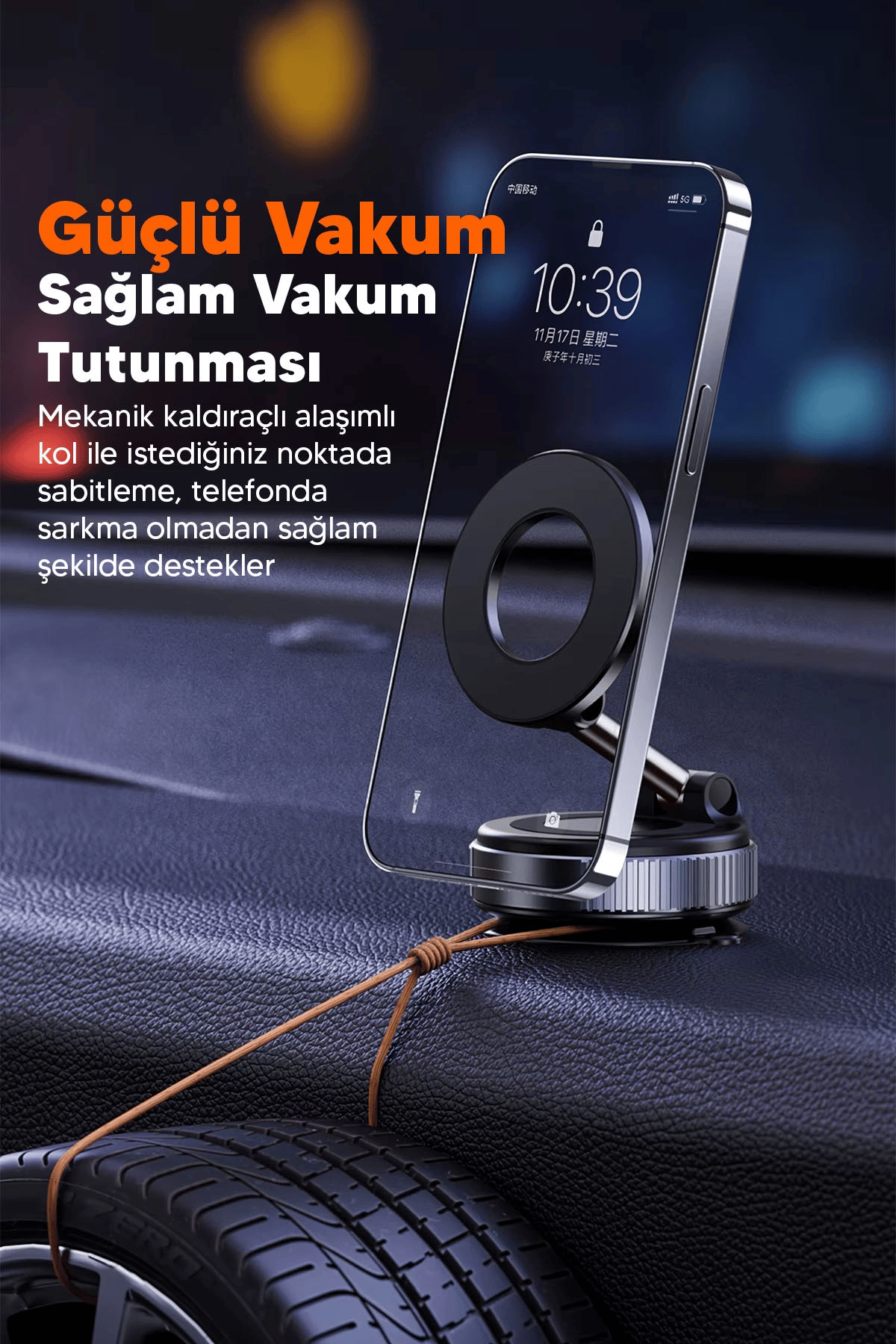Vakumlu Araç İçi Telefon Tutucu - Güçlü Manyetik MagSafe Uyumlu