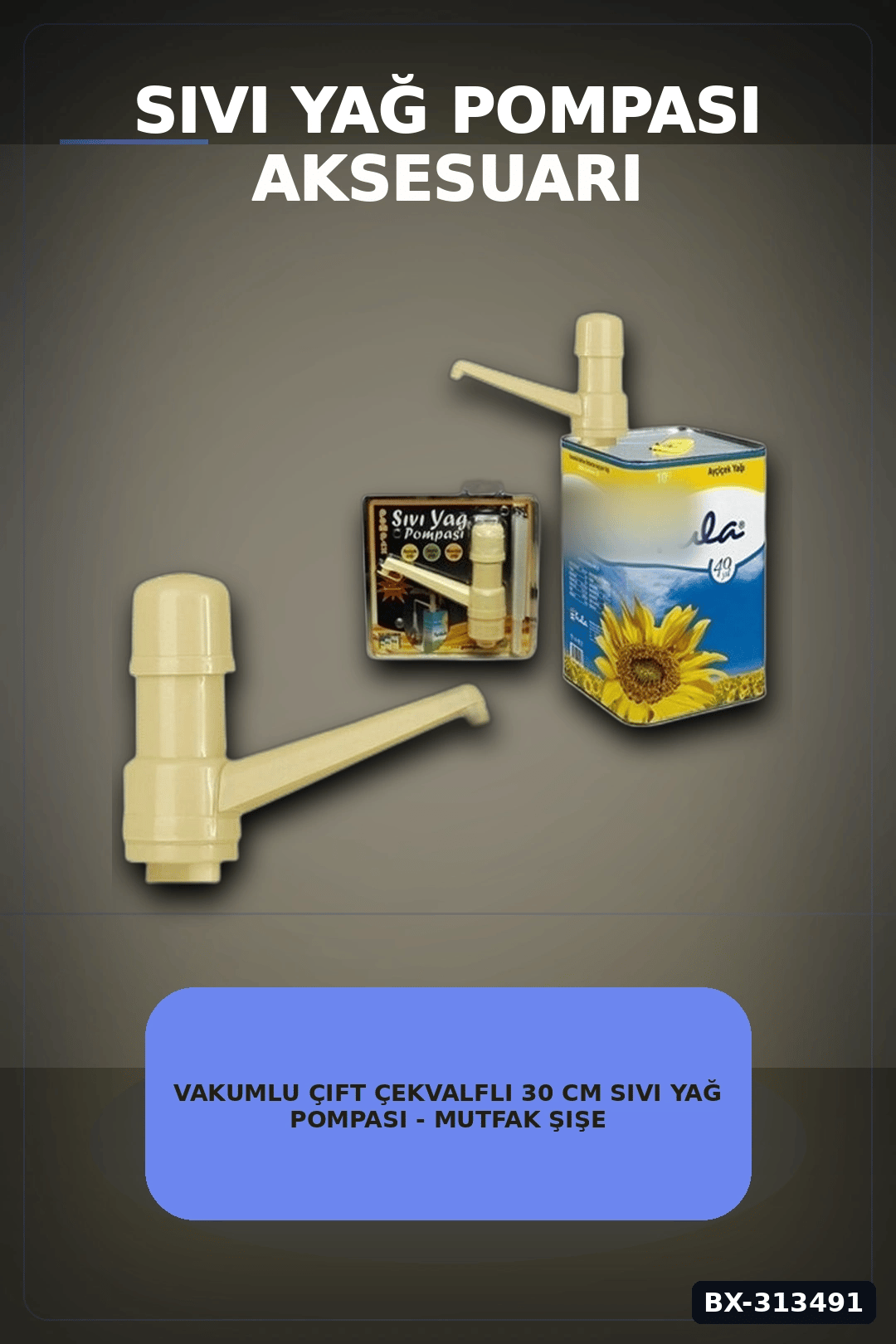Vakumlu Çift Çekvalfli 30 Cm Sıvı Yağ Pompası - Mutfak Şişe Pompa Aksesuarı BX-313491