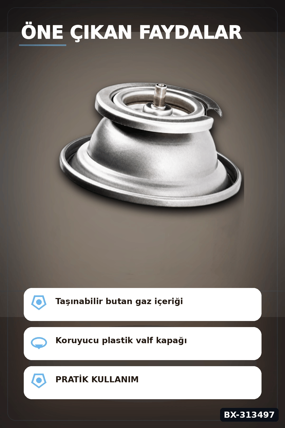 Valfli Standart 220 g Kamp Ocağı Kartuşu - 1 Adet Taşınabilir Doğa Gazı BX-313497