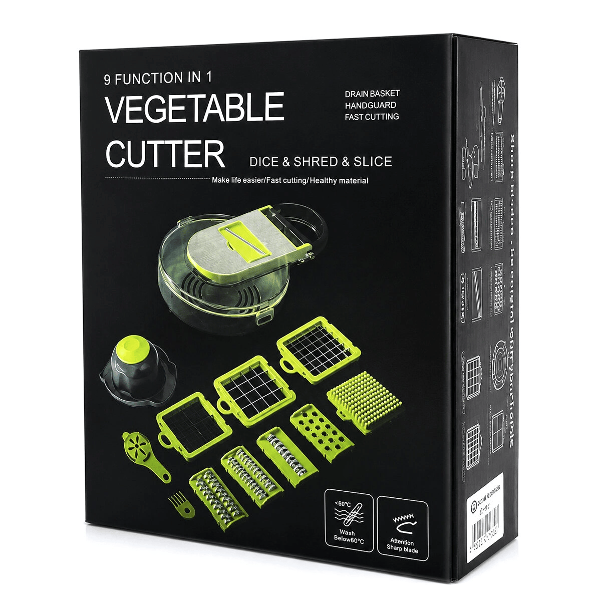 Vegetable Cutter Hazneli 9ın1 Çok Fonksiyonlu Sebze Dilimleyici - Kesici - Doğrayıcı Seti Dp-901 Bx40