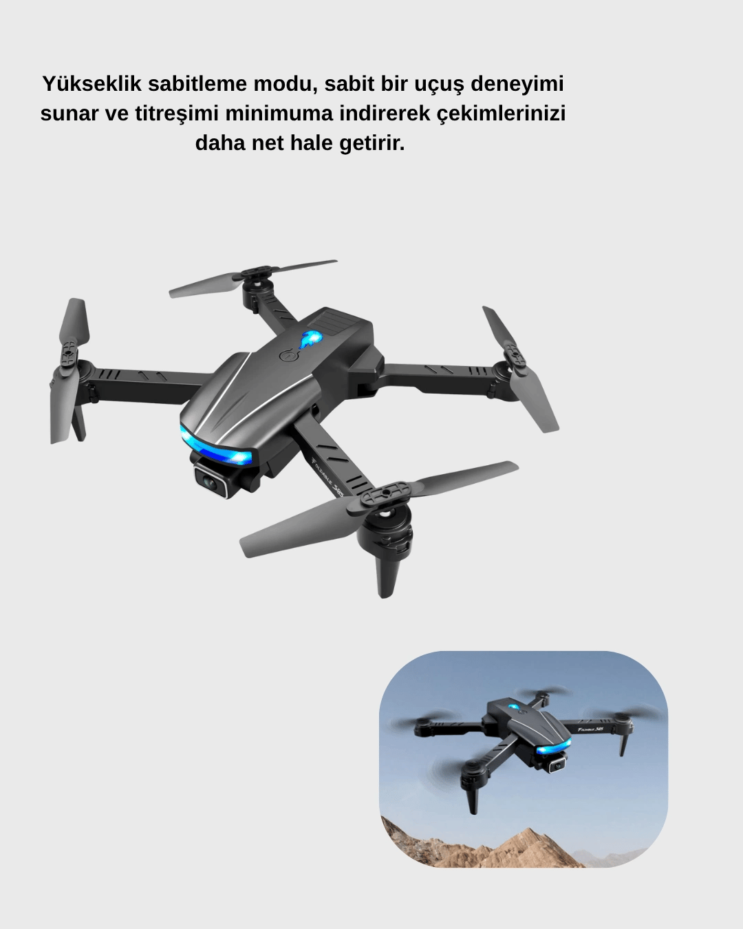 Wi-Fi Bağlantılı 4K Drone Katlanabilir ve 360° Takla Özellikli