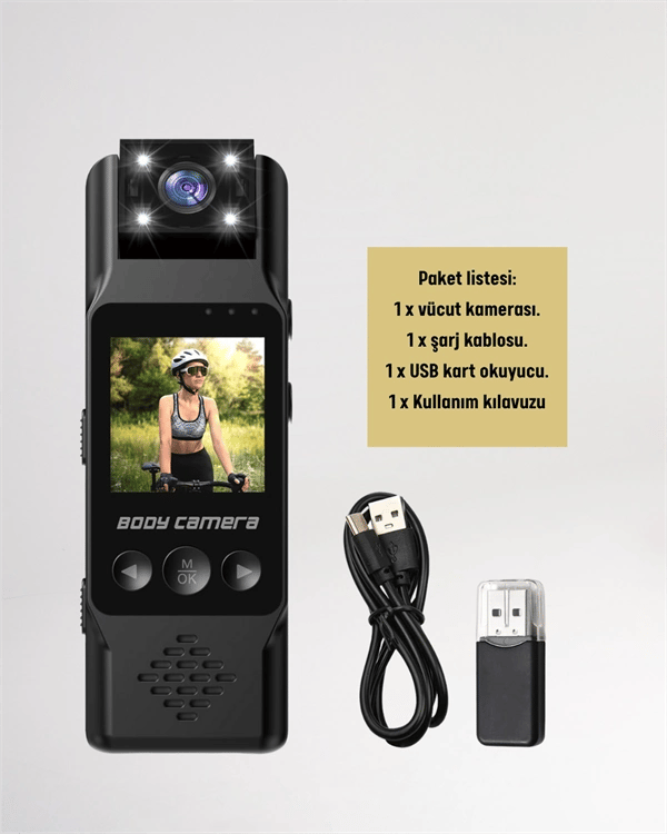 WiFi Destekli Mini Kamera – 180° Dönebilen Lens, 1080P Video, TFT Ekranlı