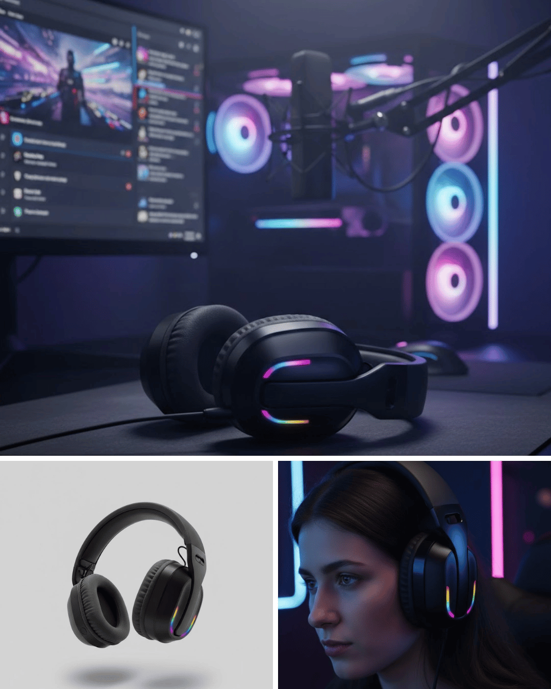 Wireless Oyuncu Kulaklığı RGB Işıklı Uzun Bataryalı Mikrofonlu Headset