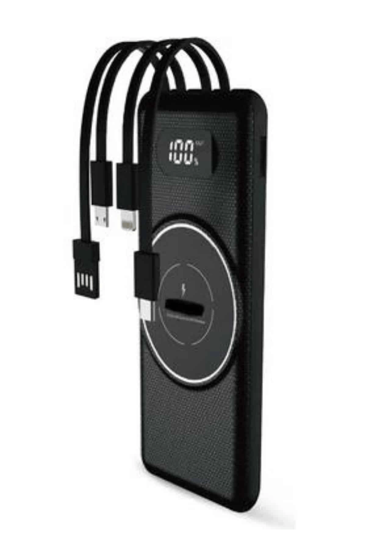 Wireless Powerbank 10000 Mah LED Ekranlı Dahili Kablolu Hızlı Şarj