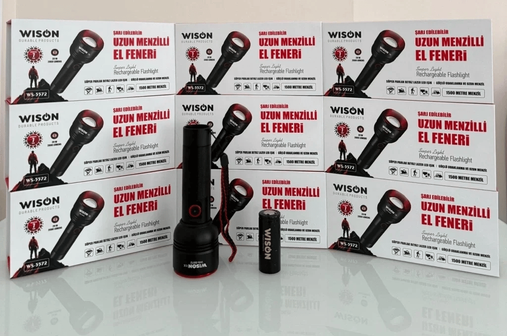 Wıson Ws-5572 20w Uzun Menzilli Şarjlı Metal El Feneri Bx40