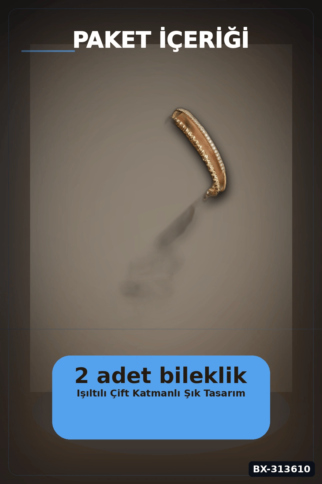 Yaldız Kaplama Pirinç Dorika Ve Zirkon Taşlı Kadın Bileklik - 20 Cm Uzunluk BX-313610