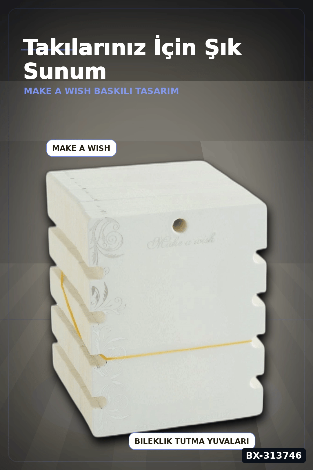 Yaldızlı Kalın Mukavva Bileklik Kartı 100 Adet 10x12 Cm Takı Düzenleyici BX-313746