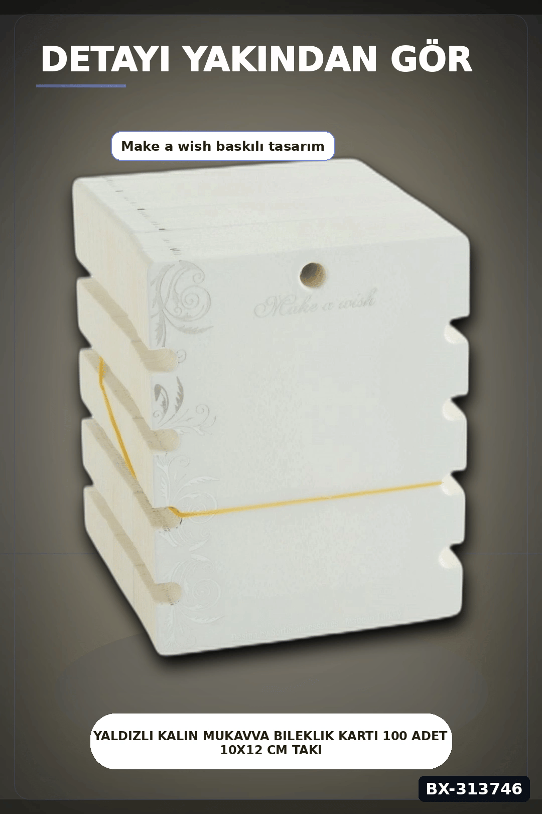 Yaldızlı Kalın Mukavva Bileklik Kartı 100 Adet 10x12 Cm Takı Düzenleyici BX-313746