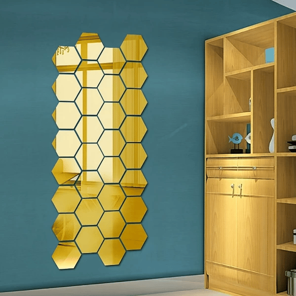 Yapışkanlı Akrilik Gold Ayna Seti 12 Adet