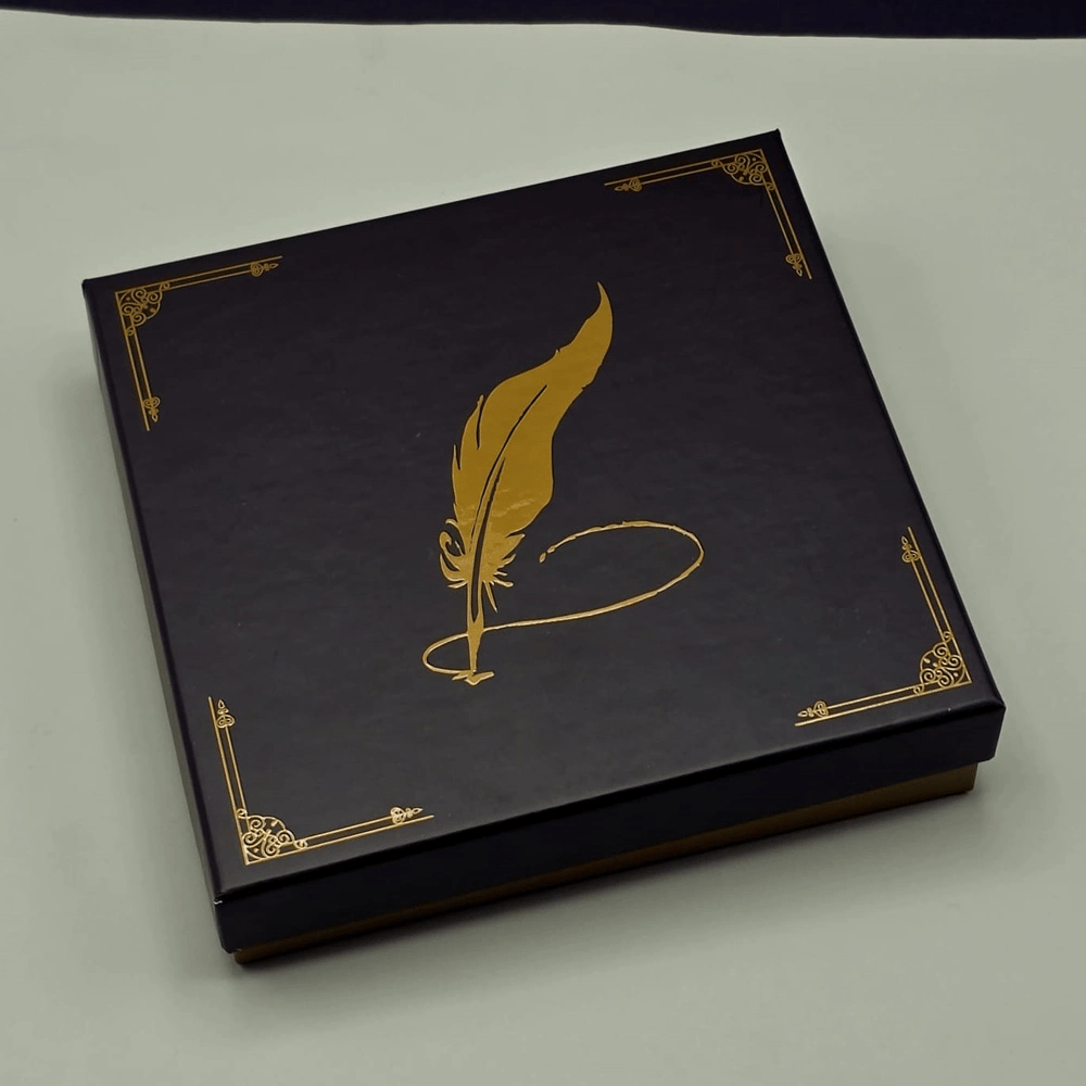 Yaprak Desenli Mor Deri Defter Ve Metal Roller Kalem Seti