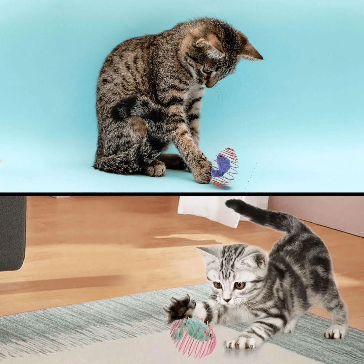 Yaylı Metal Fareli Kafes Kedi Oyun Topu Sıçrayan Spiral Kedi Topu Bx40