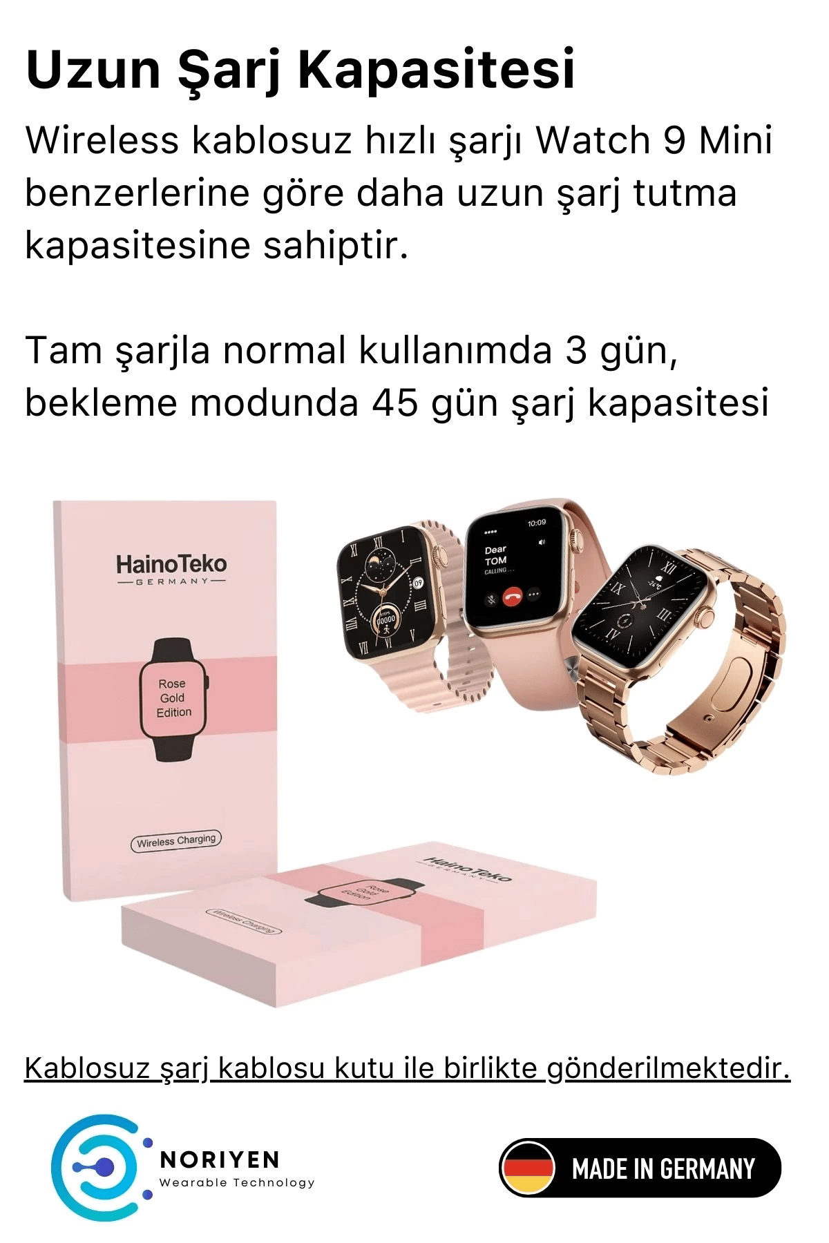Yeni Nesil 3 Kordonlu Kadın Akıllı Saat Spor Ve Sağlık Sensörlü Watch 9 Series Tasarım Saat Pembe