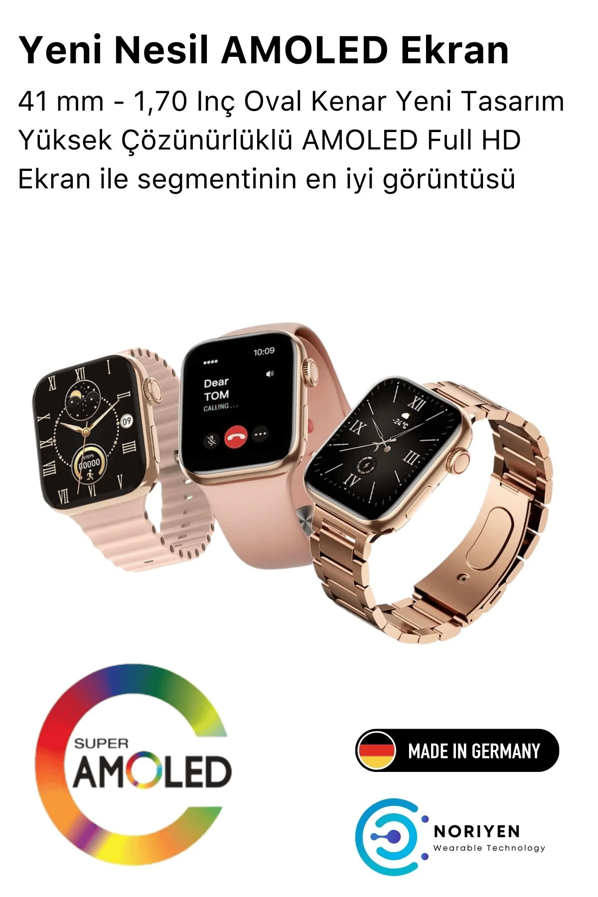 Yeni Nesil 3 Kordonlu Kadın Akıllı Saat Spor Ve Sağlık Sensörlü Watch 9 Series Tasarım Saat Pembe