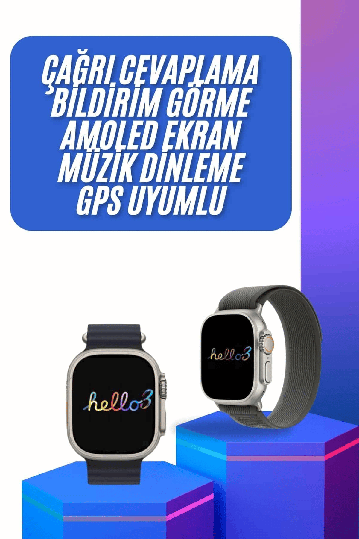 Yeni Nesil 3 Kordonlu Kol Saati 49 MM Amoled Ekran Akıllı Saat