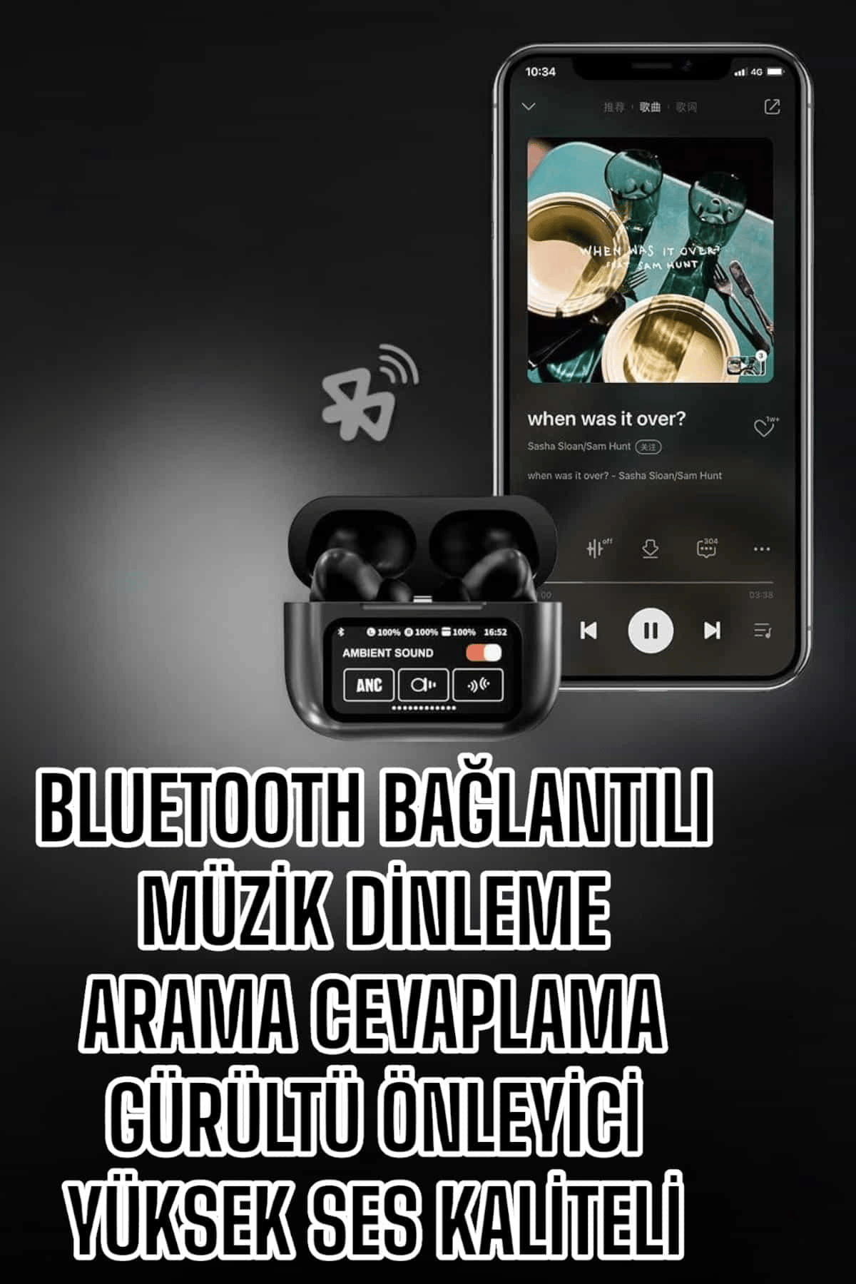 Yeni Nesil Bluetooth Kulaklık Ekranlı Yüksek Ses Kaliteli Uzun Şarj Süreli