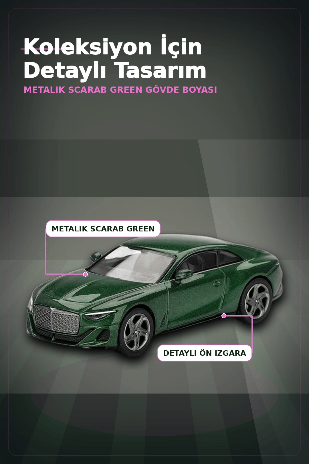 Yeşil Renkli 1/64 Ölçek Bentley Batur Diecast Model Araba - Koleksiyonluk Tekli Paket BX-313340