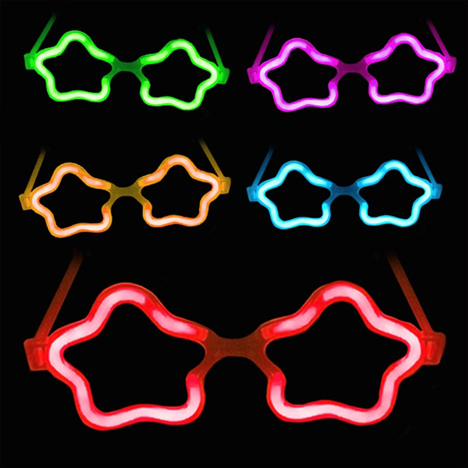 Yıldız Glow Gözlük - Yıldız Şekilli Glow Stick Gözlüğü - Glow Partisi Gözlük 12 Adet Bx40