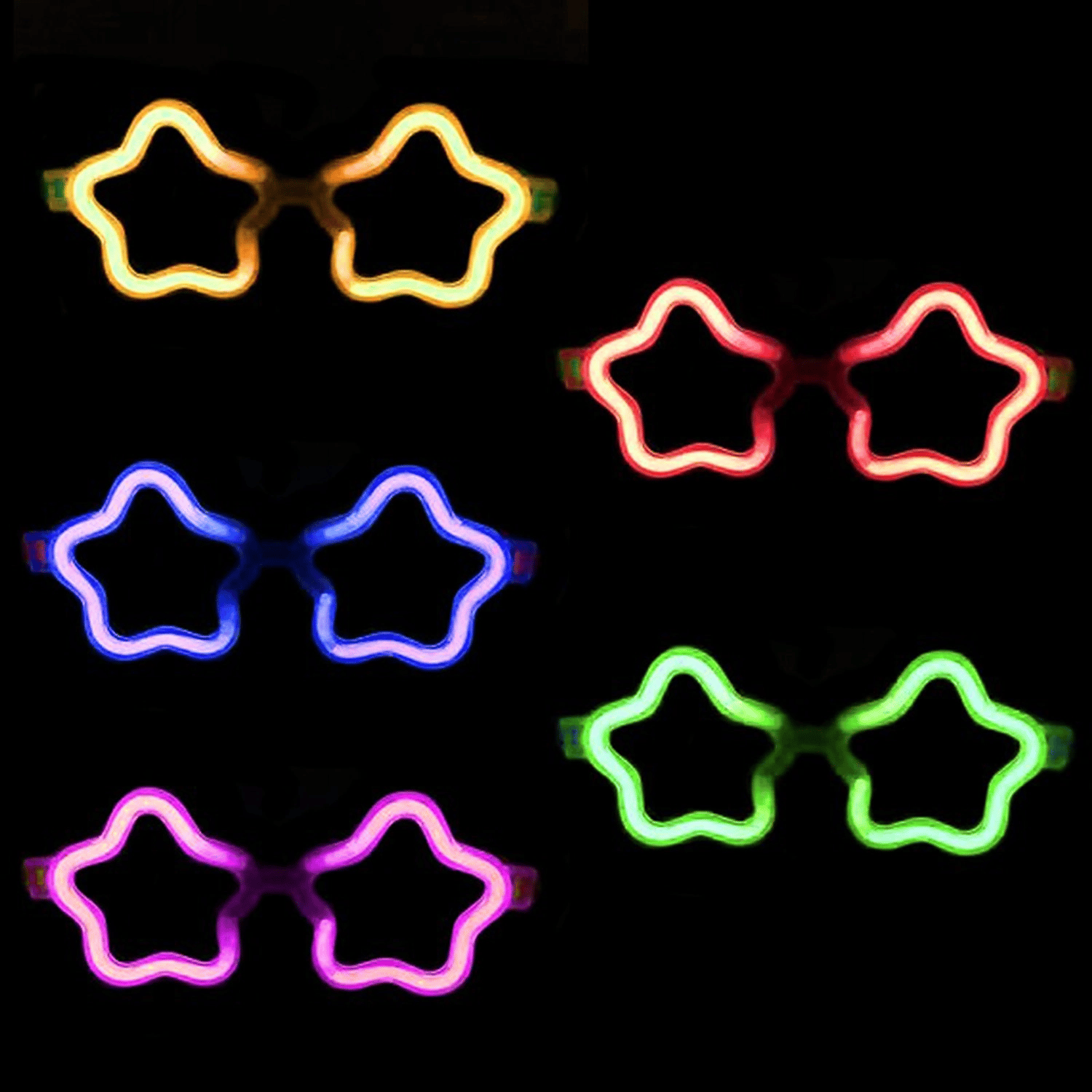 Yıldız Glow Gözlük - Yıldız Şekilli Glow Stick Gözlüğü - Glow Partisi Gözlük 12 Adet Bx40