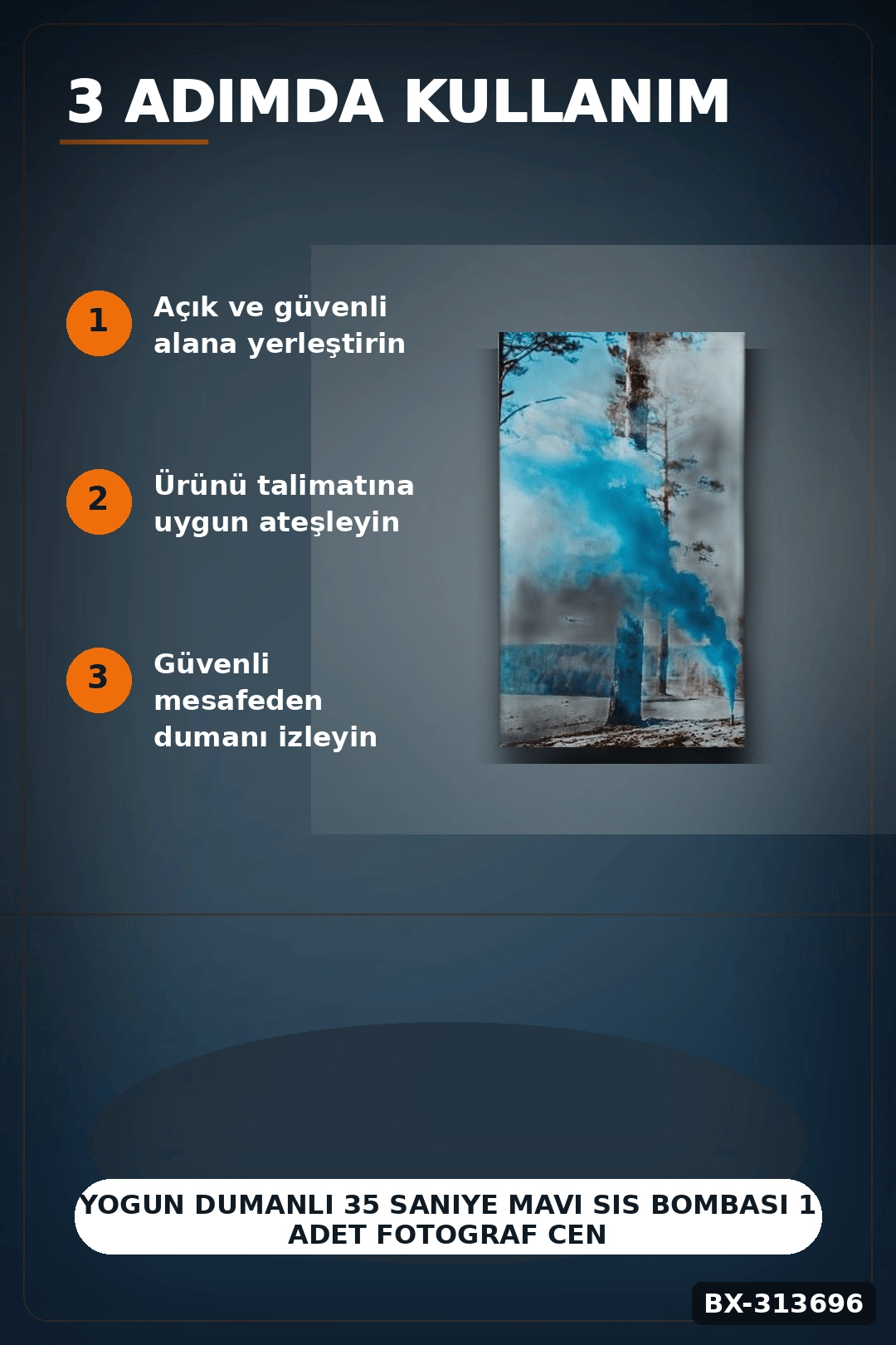 Yogun Dumanli 35 Saniye Mavi Sis Bombasi 1 Adet Fotograf Cenikleri Icin Parti Malzemesi BX-313696