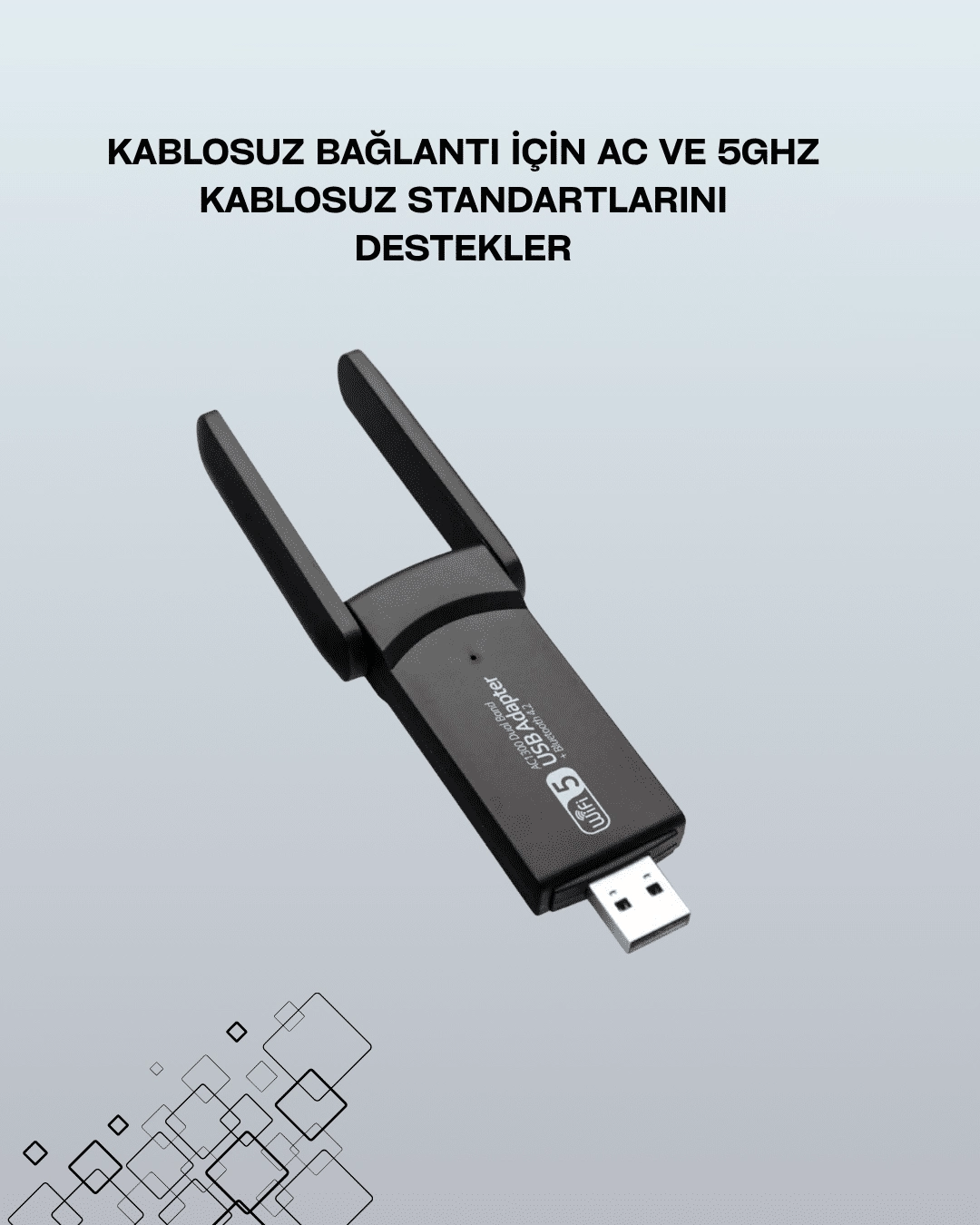 Yüksek Hızlı 1200 Mbps Çift Bant USB WiFi Adaptör – Güçlü Sinyal, Geniş Uyumluluk