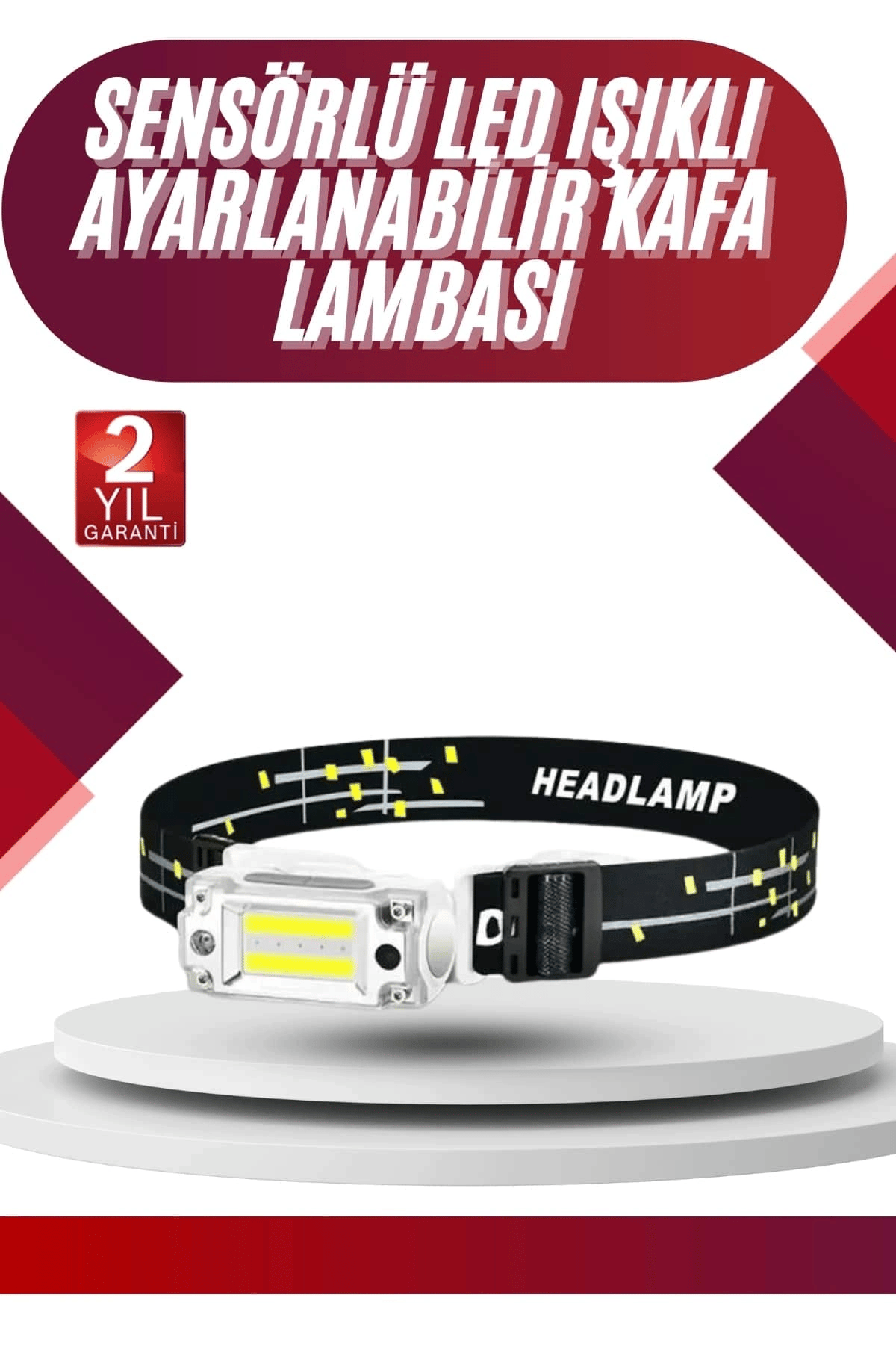 Yüksek Işıklı Şarjlı ve Sensörlü LED Kafa Lambası Kamp Lambası