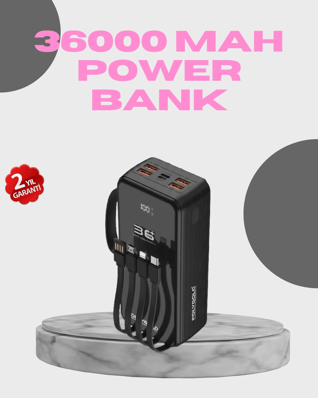 Yüksek Kapasiteli Powerbank Hızlı Şarj ve Kablosuz Destekli
