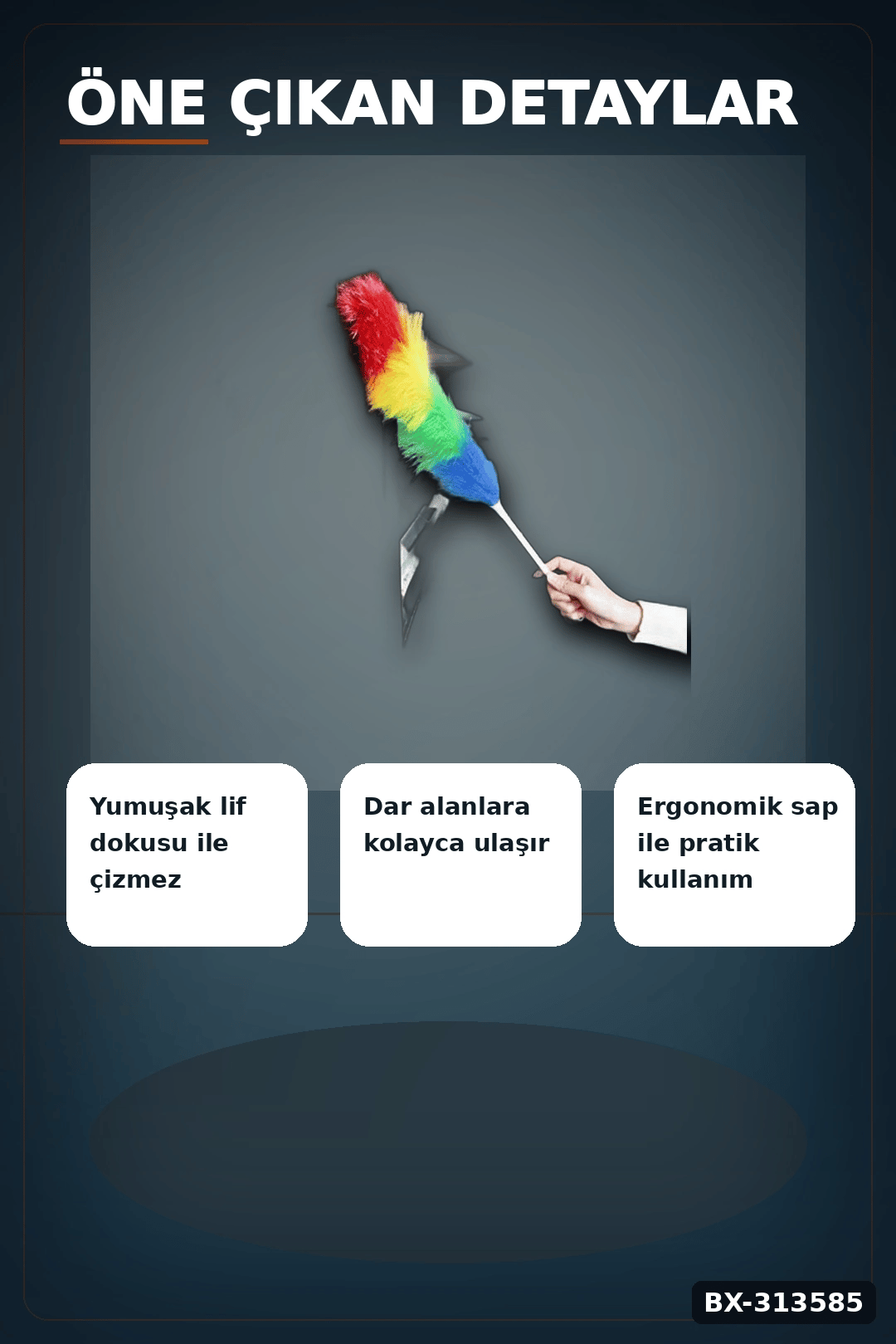 Yumuşak Lifli Peluş Toz Alma Fırçası - Renkli Püsküllü 1 Adet Ev Temizlik Aparatı BX-313585