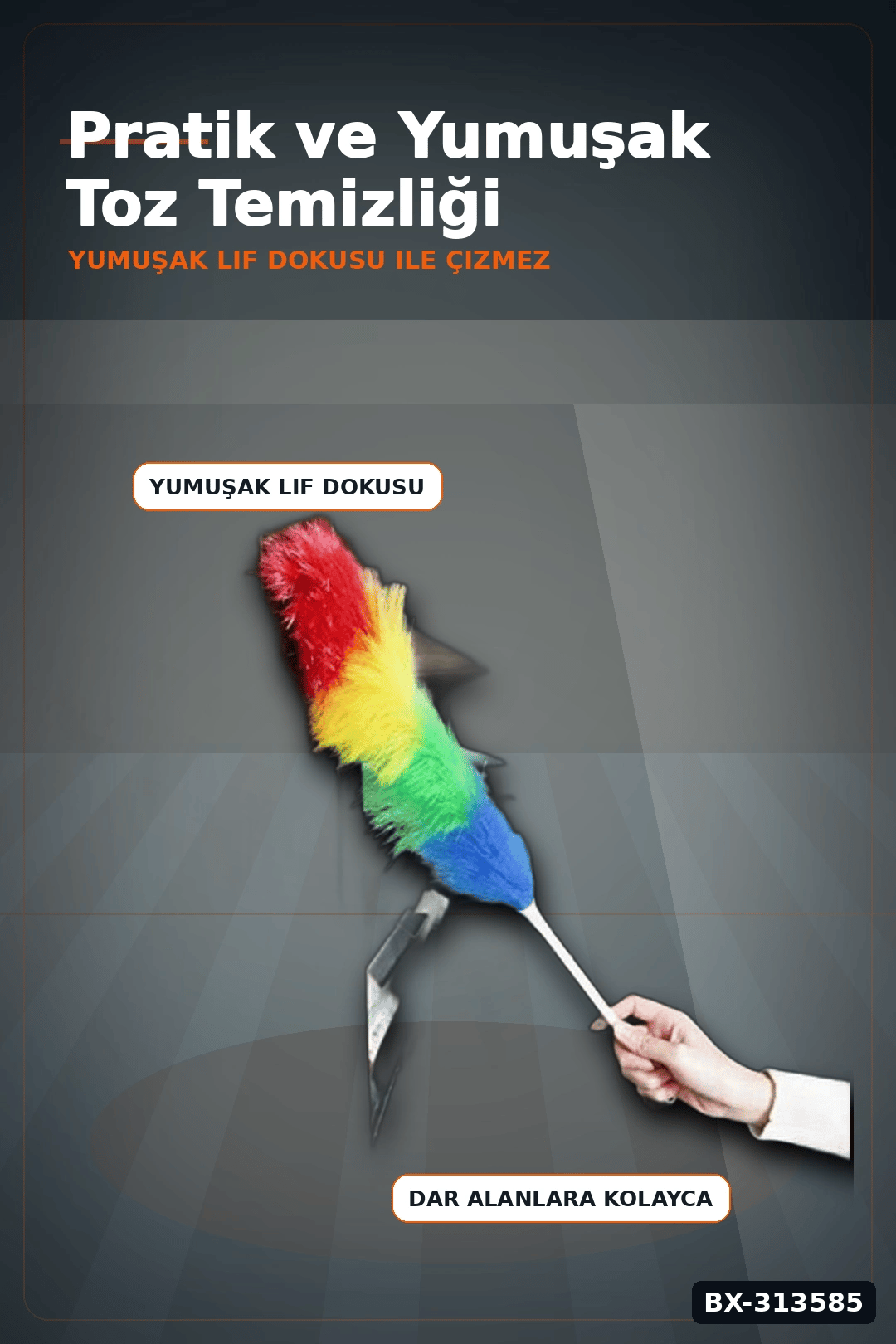 Yumuşak Lifli Peluş Toz Alma Fırçası - Renkli Püsküllü 1 Adet Ev Temizlik Aparatı BX-313585