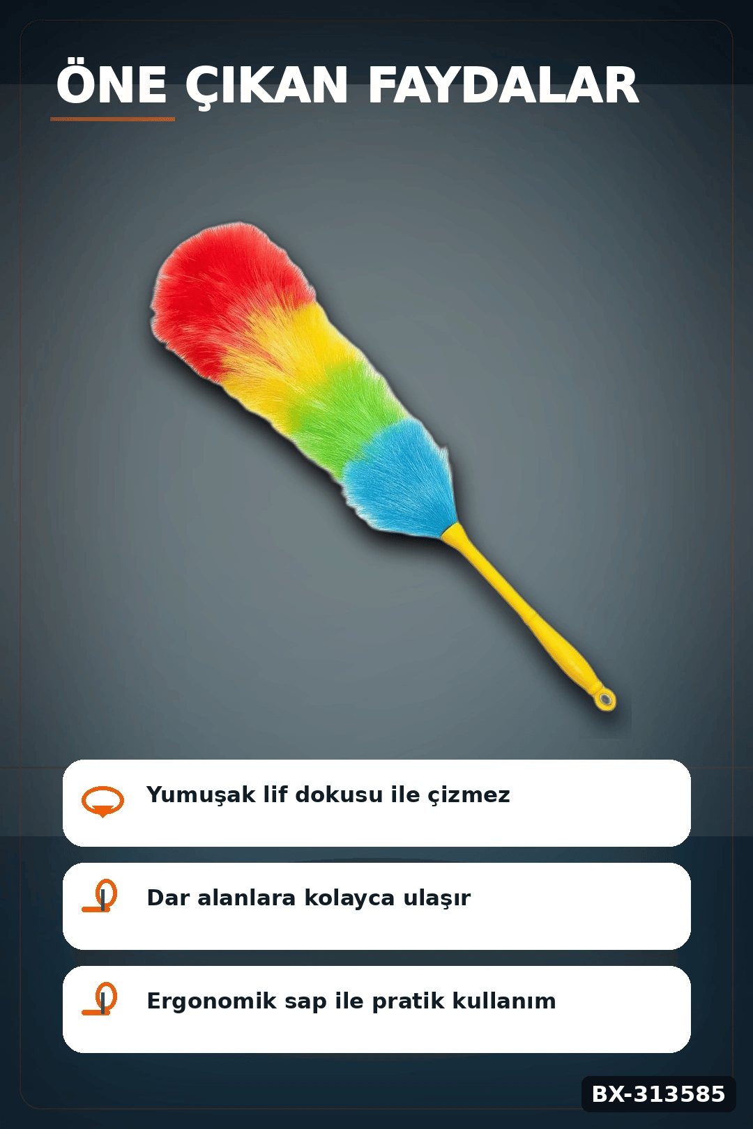 Yumuşak Lifli Peluş Toz Alma Fırçası - Renkli Püsküllü 1 Adet Ev Temizlik Aparatı BX-313585
