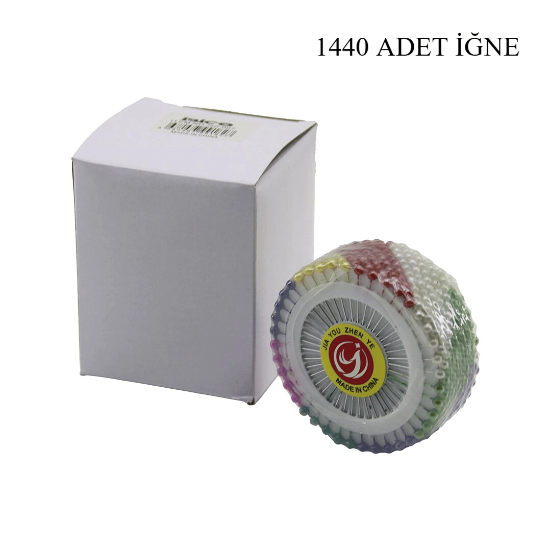 Yuvarlak Disk Standlı 1440 Adet Renkli Toplu Başörtü İğnesi Bx40
