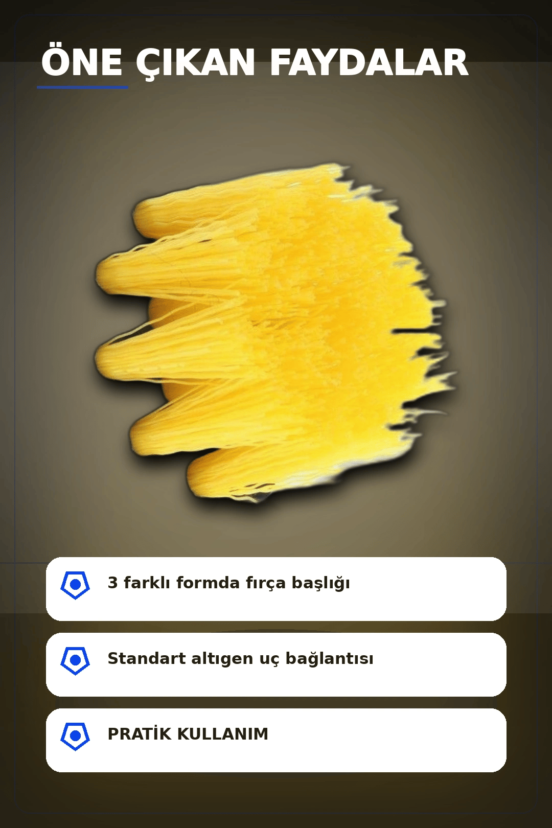 Yuvarlak Kafalı 3 Parça Matkap Temizlik Fırçası Seti Banyo Mutfak Araba Koltuk BX-313450