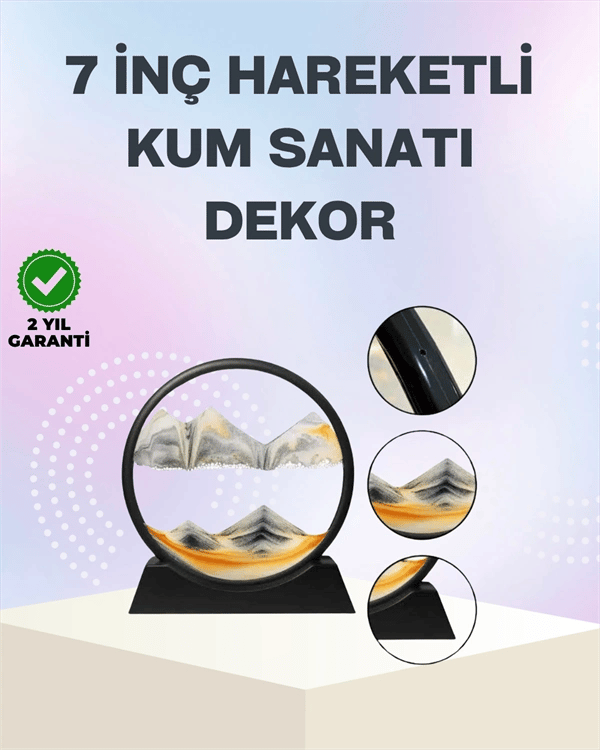 Zihin Açıcı Kum Manzarası – 3D Dinamik Kum Tablosu, Dekoratif, Dönüştükçe Yenilenen Sakinleştirici Sanat Eseri