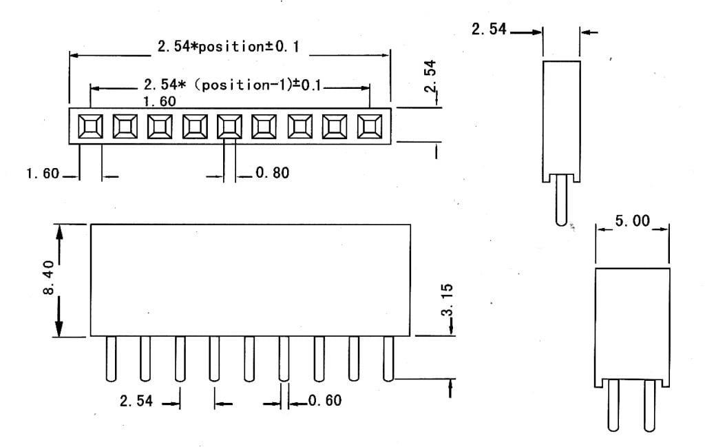 1x40 Dişi Pin Header 2.54mm