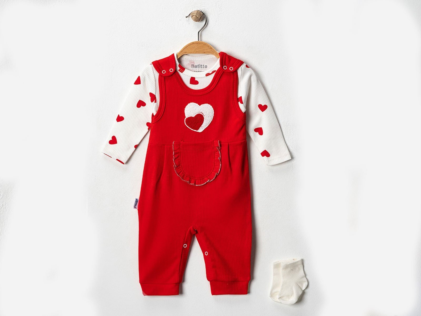 KALPLİ KIZ BEBEK 3 PARÇA TULUM TAKIMI