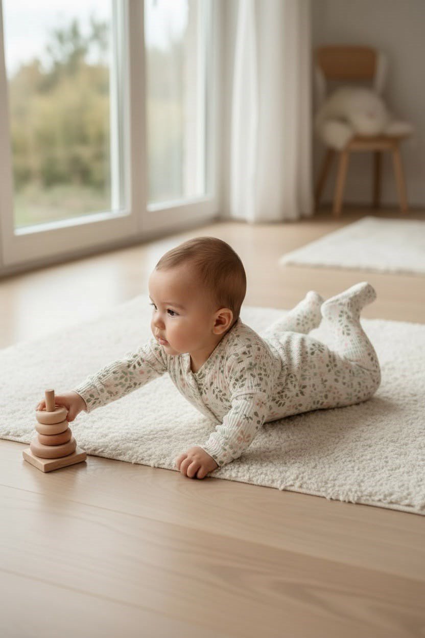 KIZ BEBEK YAPRAK DESENLİ %100 ORGANİK PAMUK PATİKLİ TULUM