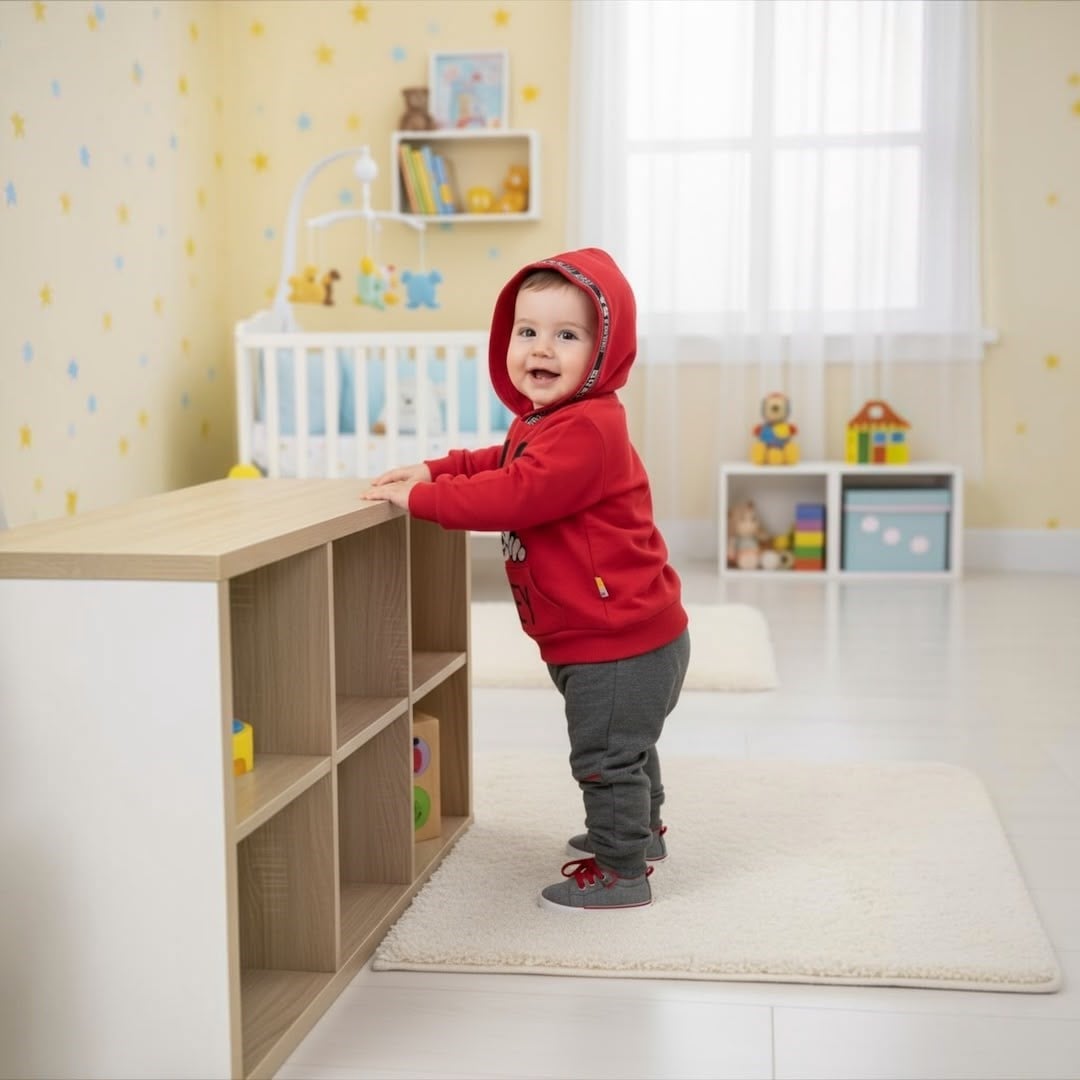 MİCKEY MOUSE NAKIŞLI KAPÜŞONLU 2 PARÇA BEBEK TAKIMI