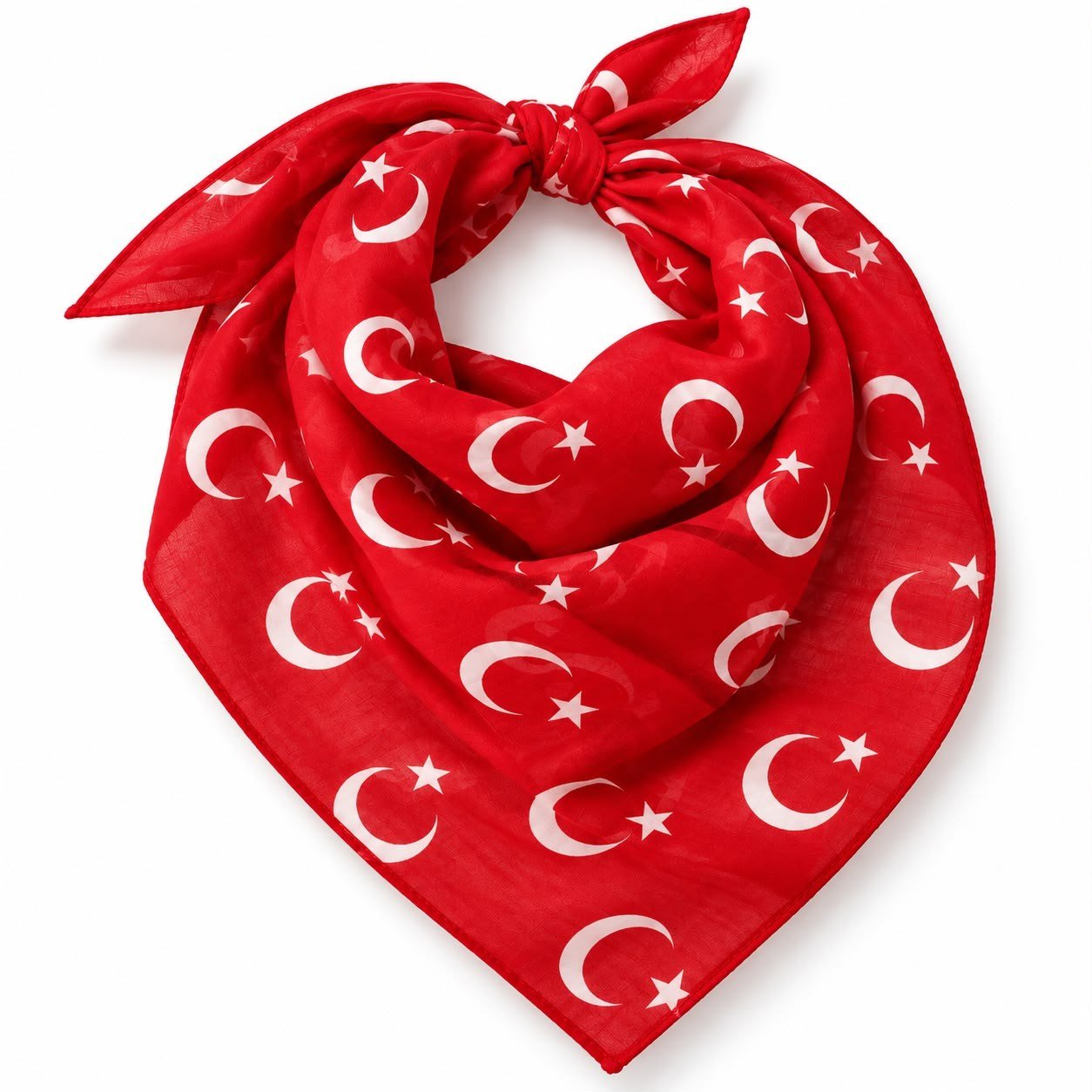 TÜRK BAYRAĞI DESENLİ KIRMIZI FULAR
